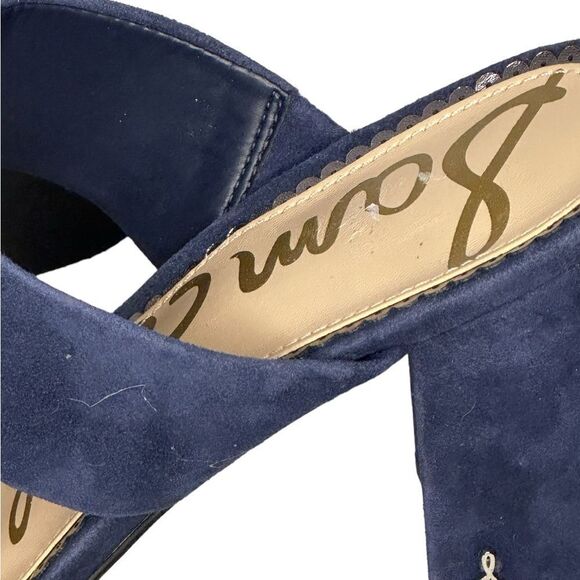 NWOT Sam Edelman Delaney Navy Swead Sandals. Size 7.5 - Picture 6 of 9